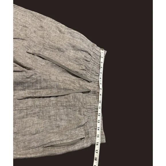 Athleta Pants Womens M Retreat Linen High Rise Ankle Pyrite Brown Lounge Beachy - Picture 9 of 13